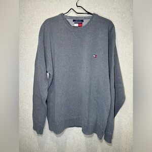Y2K Tommy Hilfiger Gray Crew Neck Sweater Preppy Grandpa Size XXL